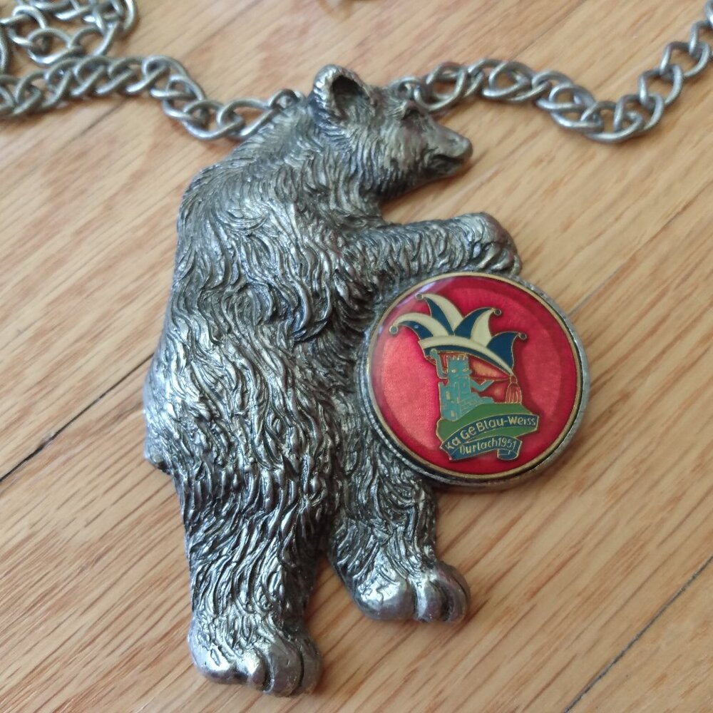 Vintage German Bear Necklace Ka Ge Blau-Weiss Durlach 1951 Festival Oktoberfest